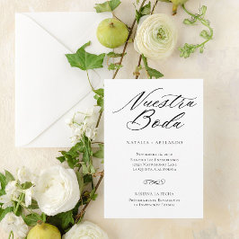 Spanskt Save The Date-kort Elegant svart & vit Spara Datumet