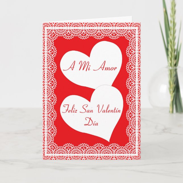 Spanskt valentin dagkort för min kärlek helgkort (Framsida)