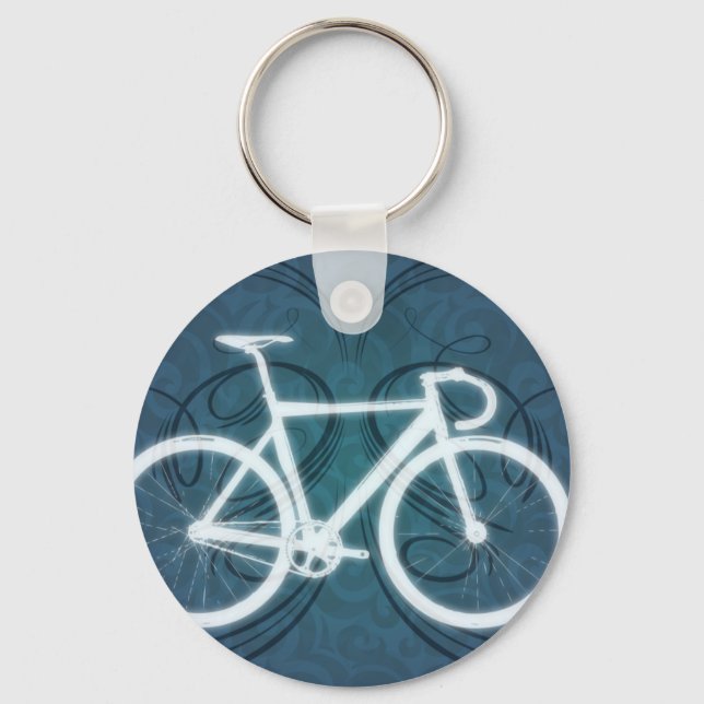 Spår cykel - blå tatuering stil nyckelring (Framsida)
