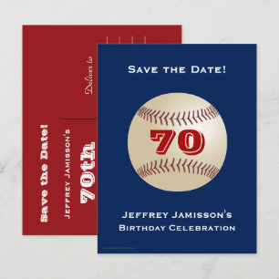 Spara 70:e Födelsedagsfesten Baseball Meddelande Vykort