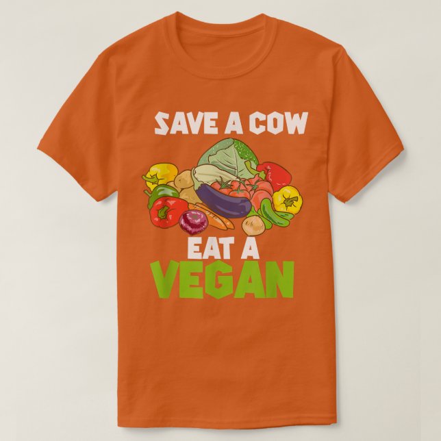Spara A Cow Eat A Vegan Funny Herbiäger T Shirt (Design framsida)