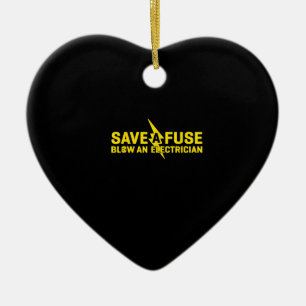 Spara A Fuse Blow an Electrician Funny Gift Julgransprydnad Keramik