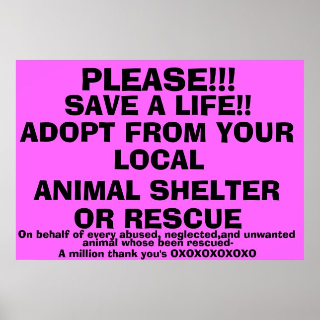 SPARA A LIFE-ADOPT! POSTER (Framsidan)