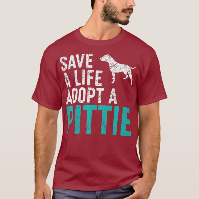 Spara a Life antar en Hund rädding Pittie Hundägar T Shirt (Framsida)
