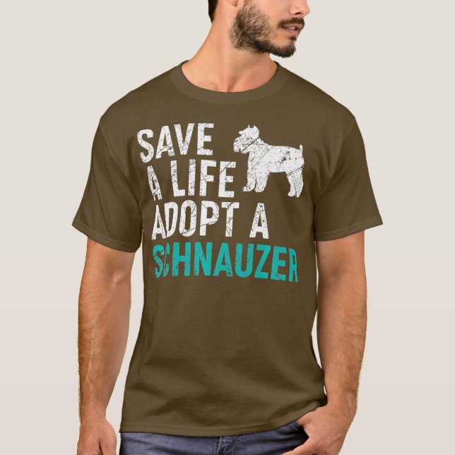 Spara a Life antar en Hund rädding Schnauzer Hund T Shirt (Framsida)