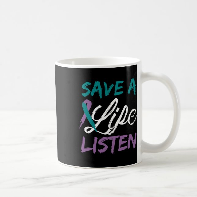 Spara A Life Lyssna Ribbon Suicide Awareness Count Kaffemugg (Höger)