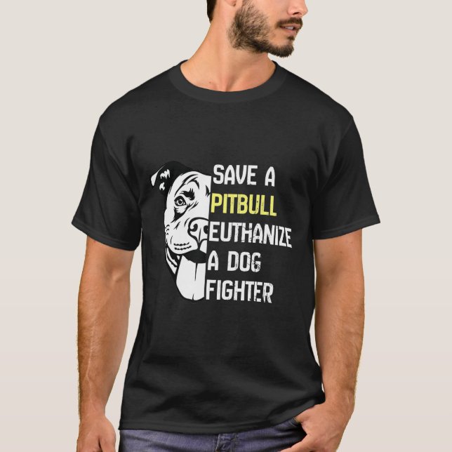 Spara A Pitbull Euthanize A Hund Fighter Coola T Shirt (Framsida)