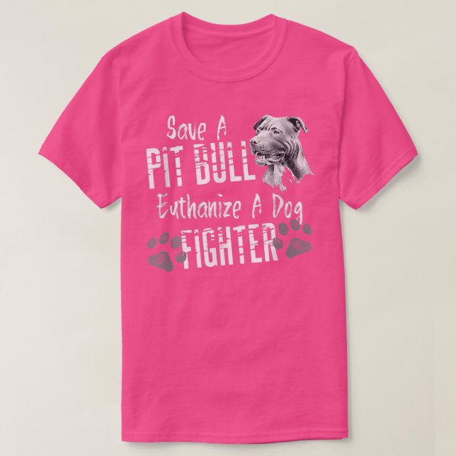 Spara A Pitbull Euthanize A Hund Fighter PitBull L T Shirt (Design framsida)