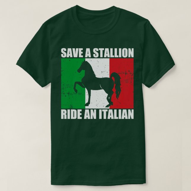 Spara A Stallion Ride och italienska T Shirt (Design framsida)
