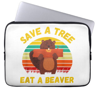 Spara a Träd Eat a Beaver Funny Beaver Pun Vuxen H Laptop Fodral