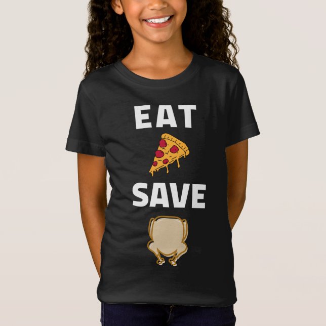 Spara A Turkey Eat Pizza Funny Thanksgiving T Shirt (Framsida)