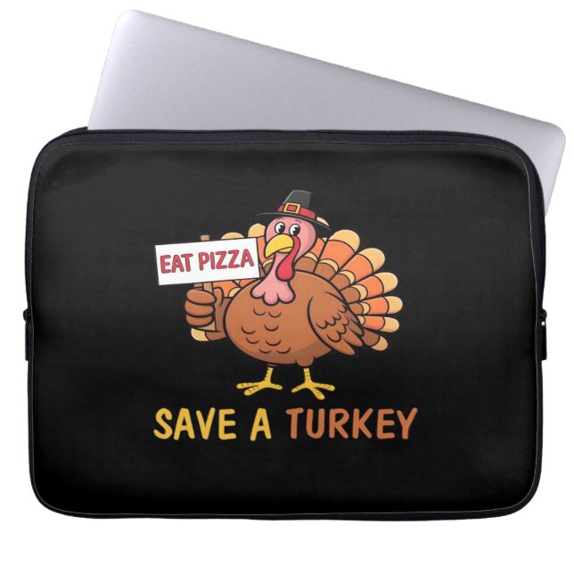 Spara A Turkiet Eat Pizza Funny Thanksgiving Class Laptop Fodral (Framsidan)