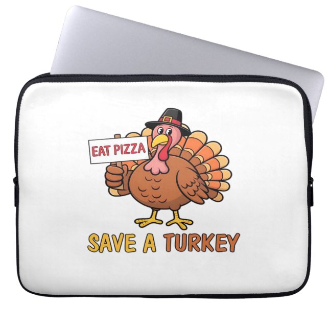 Spara A Turkiet Eat Pizza Funny Thanksgiving Overs Laptop Fodral (Framsidan)