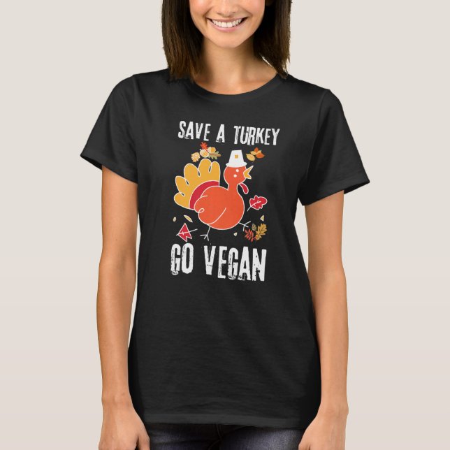 Spara A Turkiet Go Vegan Thanksgiving Outfit Kids  T Shirt (Framsida)