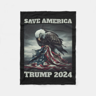 Spara America Ledsen Eagle Amerikanska Flagga Surr Fleecefilt