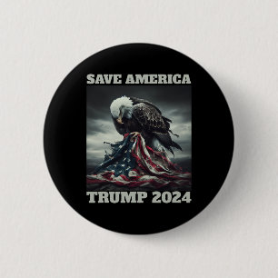 Spara America Ledsen Eagle Amerikanska Flagga Surr Knapp
