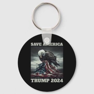 Spara America Ledsen Eagle Amerikanska Flagga Surr Nyckelring