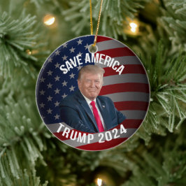 Spara America Trump 2024 President Donald J. Trump Julgransprydnad Keramik