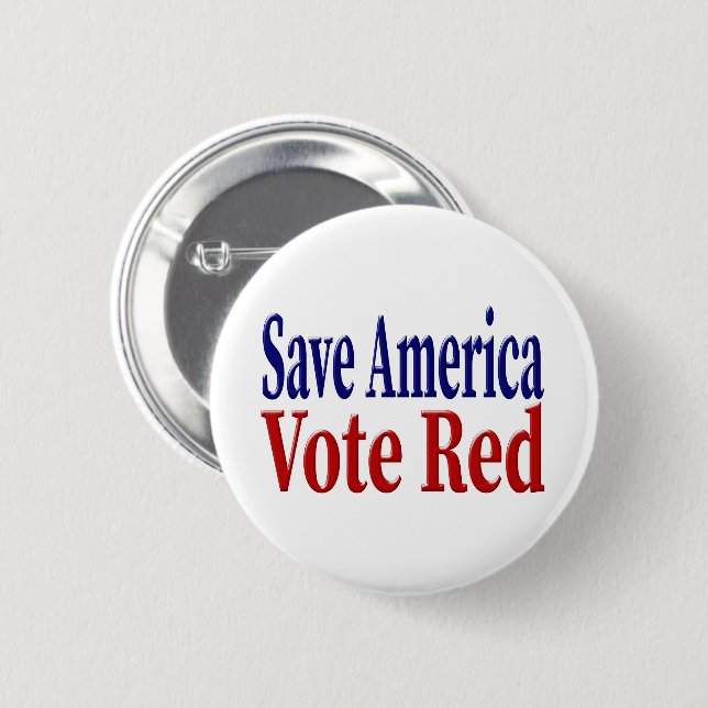 Spara America Vote Red with red blue text Knapp (Framsida & baksida)