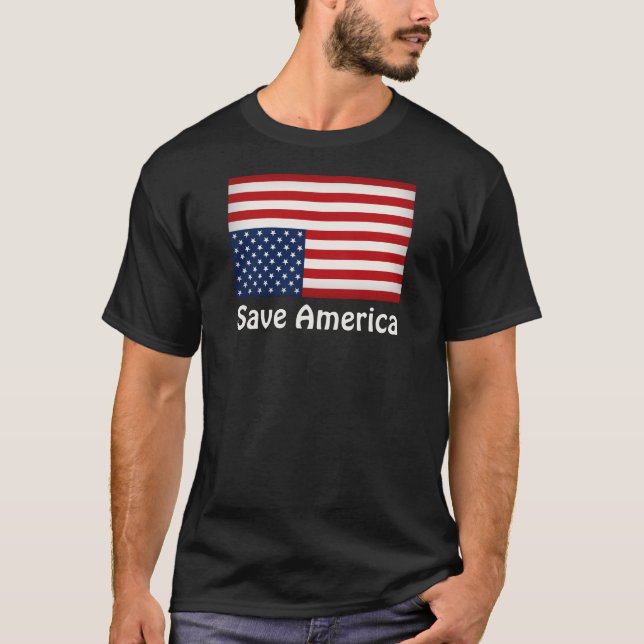 Spara Amerika-protester uppströms amerikanska Flag T Shirt (Framsida)