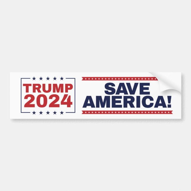 Spara Amerika! Trump 2024 Bumper Sticker Bildekal (Framsidan)