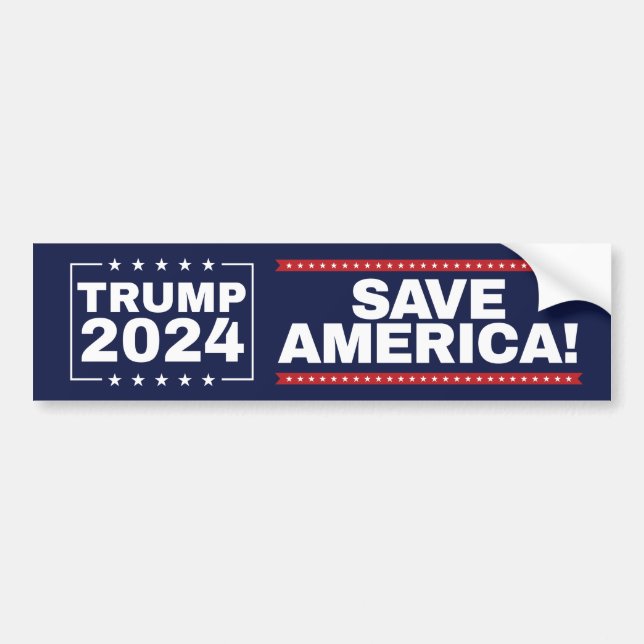 Spara Amerika! Trump 2024 Bumper Sticker Bildekal (Framsidan)