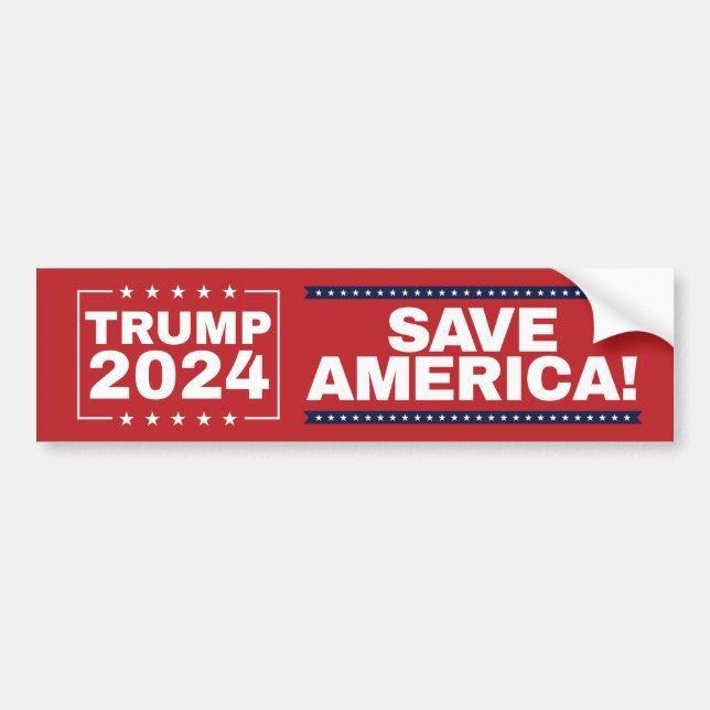 Spara Amerika! Trump 2024 Bumper Sticker Bildekal (Framsidan)