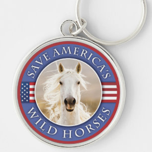 Spara Amerikas Vild Horses Round Keychain Rund Silverfärgad Nyckelring