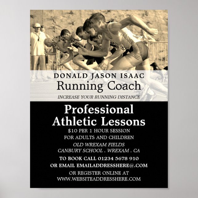 Spåra, atletiklektioner i reklam poster (Framsidan)