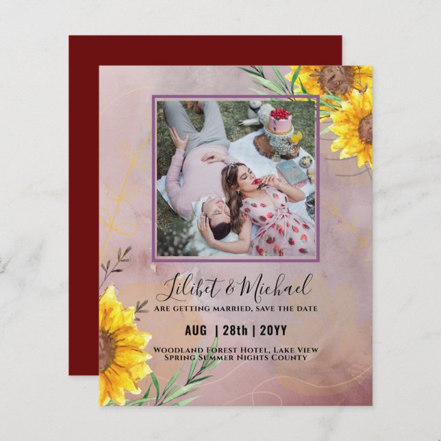 SPARA av  av solblommor i BUDGETEN - datumplan (Fram/baksida)