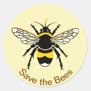 Spara av BEES - Conservation - Wildlife -Gult - Runt Klistermärke