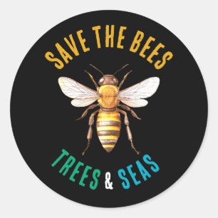 Spara av Bees Träd och Seas Black Runt Klistermärke