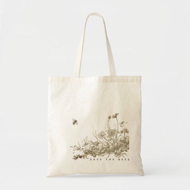 Spara av Bees Wildblommes Tote Bag Tygkasse (Framsidan)