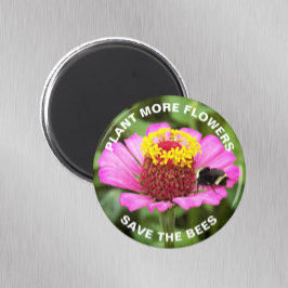 Spara av Bes Rosa Zinnia-Blommigten Magnet