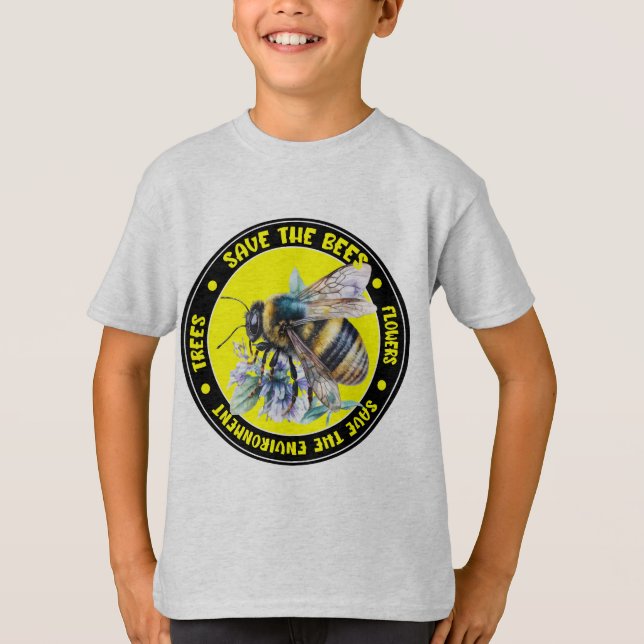 Spara av Bes Träd Flowers och Miljö T Shirt (Framsida)