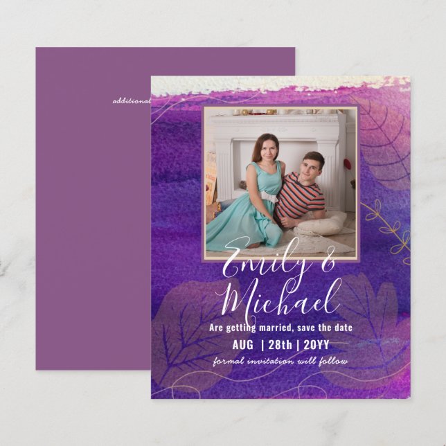 Spara av billigaste FOTO Lila Abstrakt Guld (Fram/baksida)