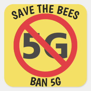 Spara av bin, Ban 5G-klistermärke Fyrkantigt Klistermärke