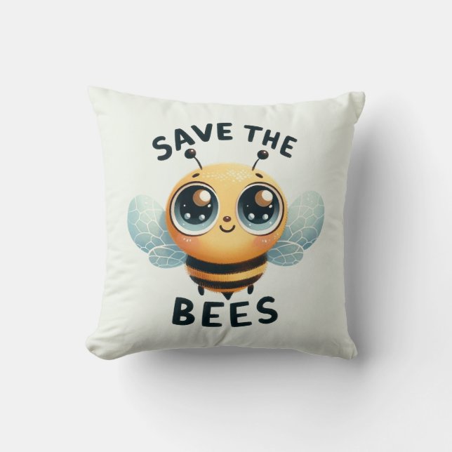 Spara av bin - Bee Cushion Kudde (Framsida)