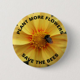 Spara av bin Bumblebee på Gulten Dahlia Flower Knapp