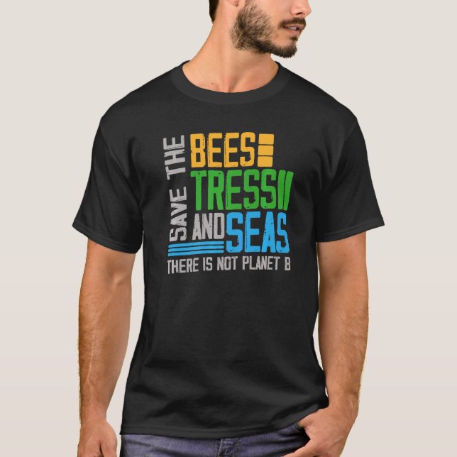 Spara av bin Träd och havsmiljöcitatet T Shirt (Framsida)