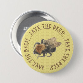 Spara av bin | Vintage Honeybee & Honeycomb Knapp