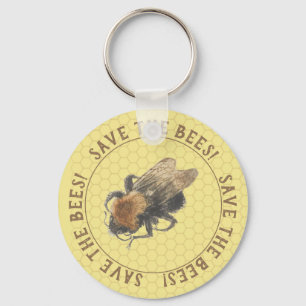 Spara av bin Vintage Honeybee & Honeycomb Nyckelring