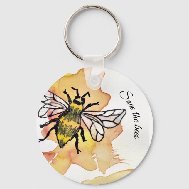 Spara av binas nyckelring vattenfärgsdesign (Framsida)