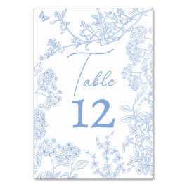 Spara av Blue Chinoiserie Toile de Jouy Bröllop Bordsnummer
