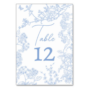 Spara av Blue Chinoiserie Toile de Jouy Bröllop Bordsnummer