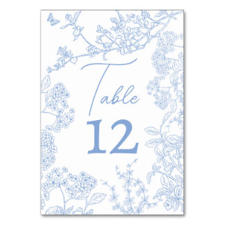 Spara av Blue Chinoiserie Toile de Jouy Bröllop Bordsnummer