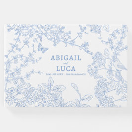 Spara av Blue Chinoiserie Toile de Jouy Bröllop Gästböcker