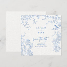 Spara av Blue Chinoiserie Toile de Jouy Bröllop Inbjudningar