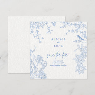 Spara av Blue Chinoiserie Toile de Jouy Bröllop Inbjudningar