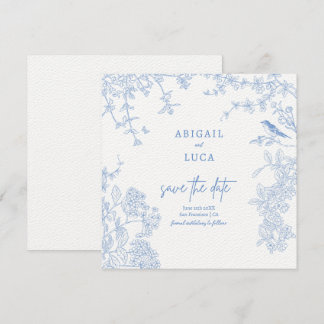 Spara av Blue Chinoiserie Toile de Jouy Bröllop Inbjudningar